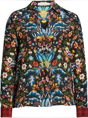 ALICE + OLIVIA Eloise Button-Up Silk Blouse | Medium